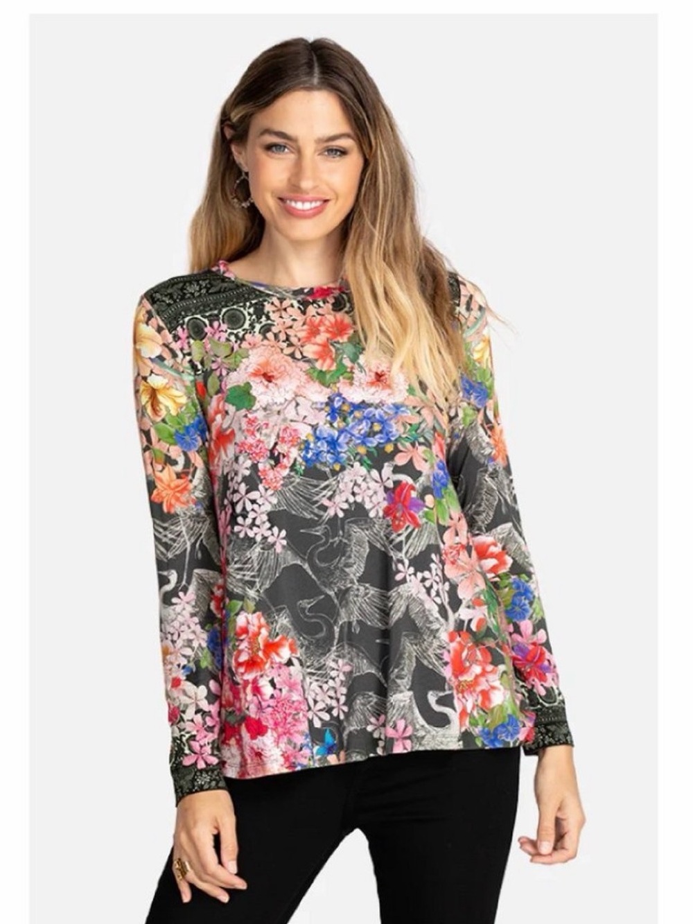 Johnny Was Lindana Favorite Long Sleeve‎ Crew Top
